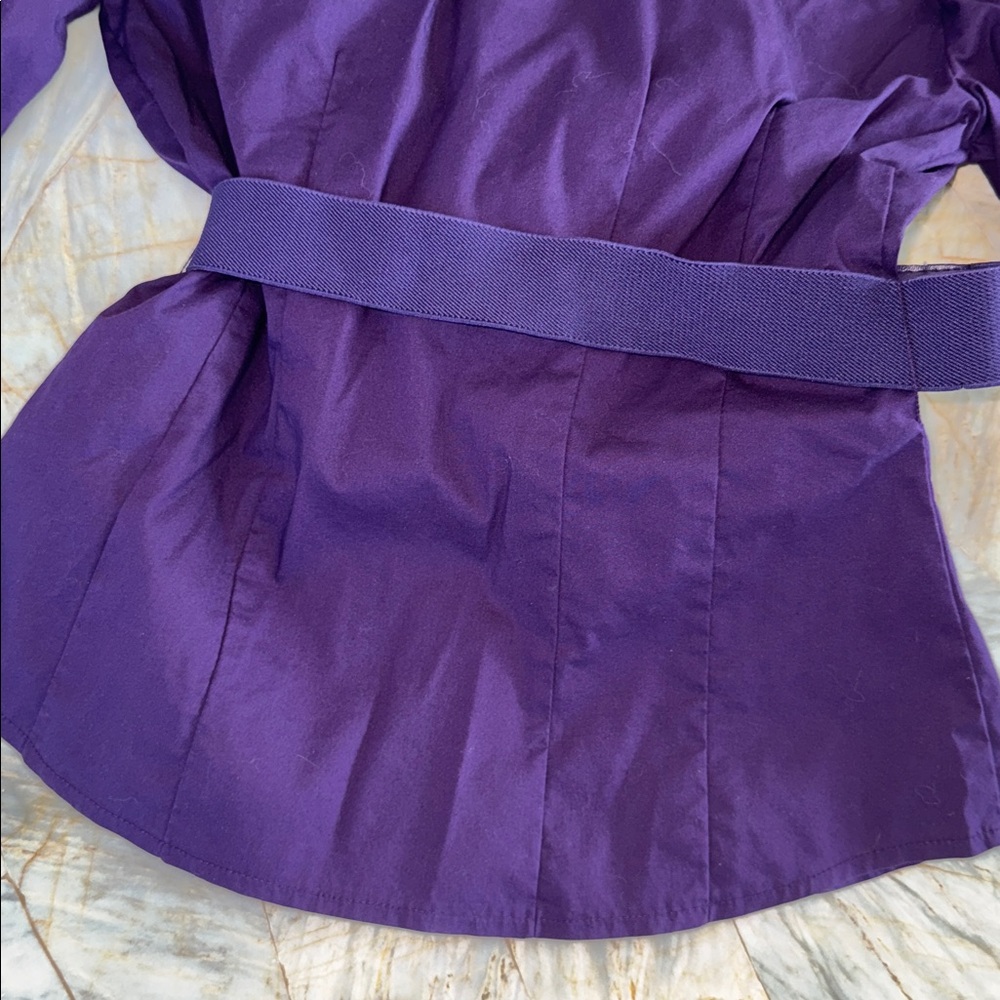 Bebe‎ Deep Purple Ruffle Top Small - Picture 14 of 14